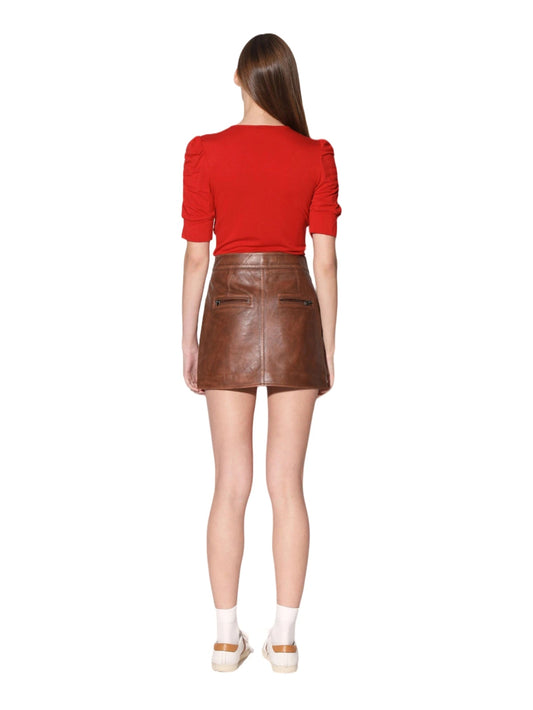 Jupe en cuir de luxe Soft Glow pour femme