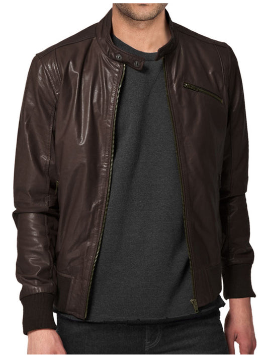 Weiche Lederjacke aus Lammfell mit Nieten
