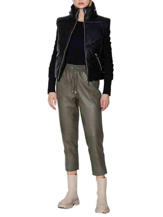 Gilet en cuir matelassé doux et luxueux