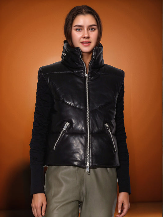 Soft Luxe Puffer Leather Vest