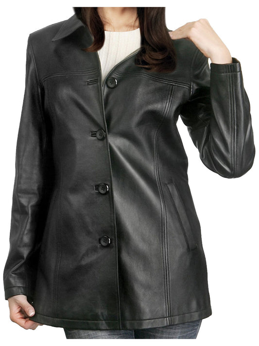 Soft Touch Lambskin Leather Coat for Women