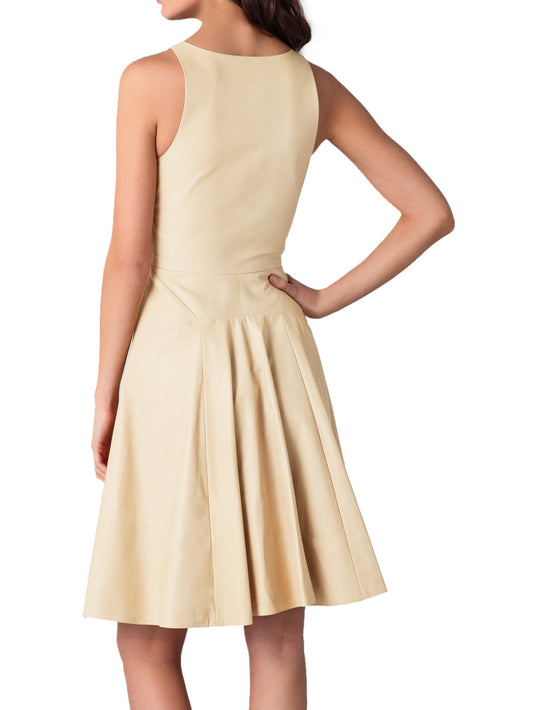 Sportives Rundhals-Lederkleid