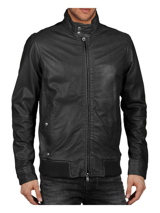 Elite-Lederjacke mit Stehkragen