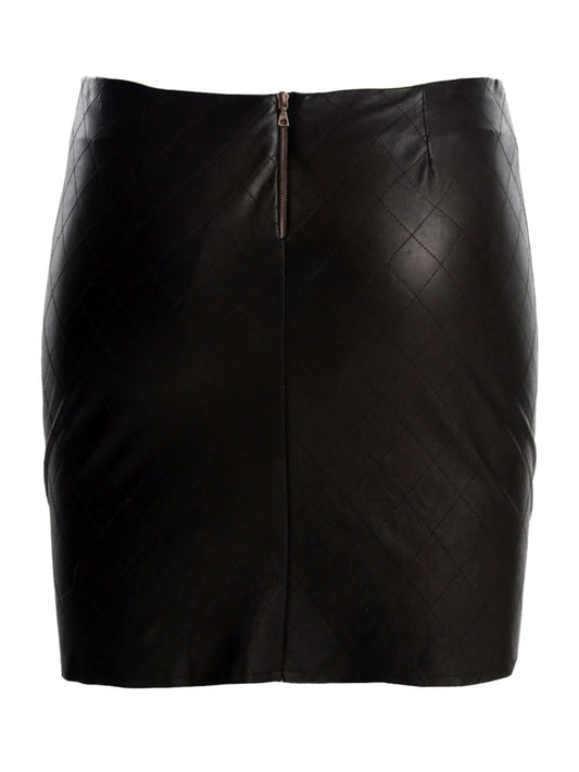Jupe en cuir avec surpiqûres