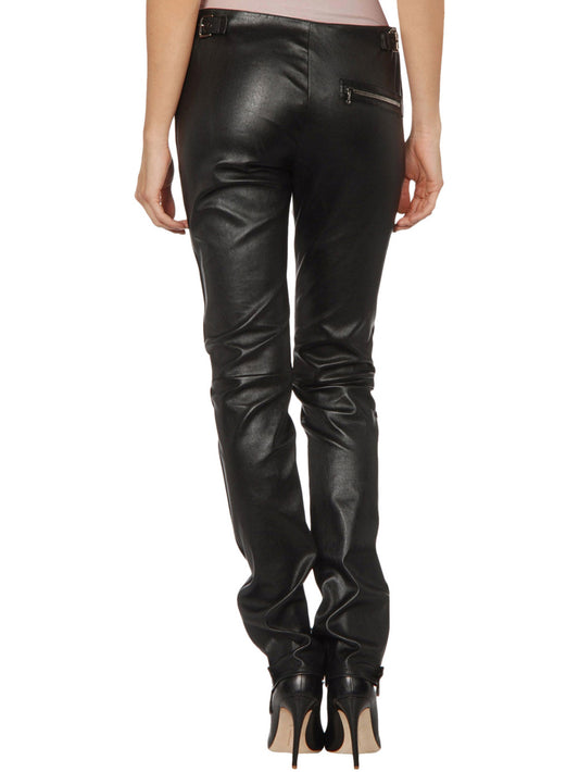 Skinny-Lederhose mit geradem Bein