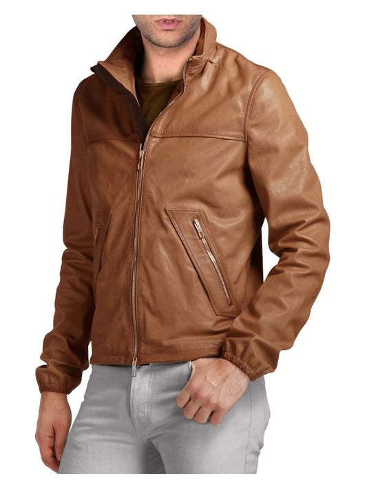 Moderne Lederjacke mit geraden Ärmeln