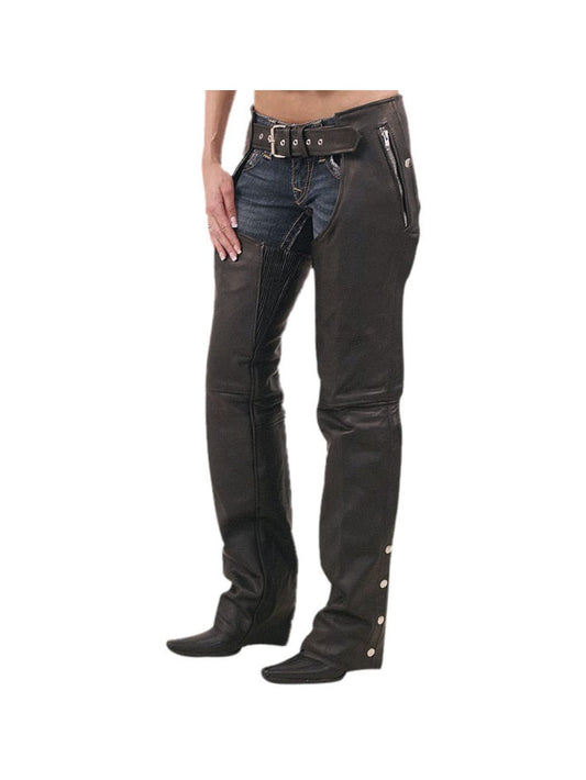 Straight Line Fit Leather Chaps for Women
