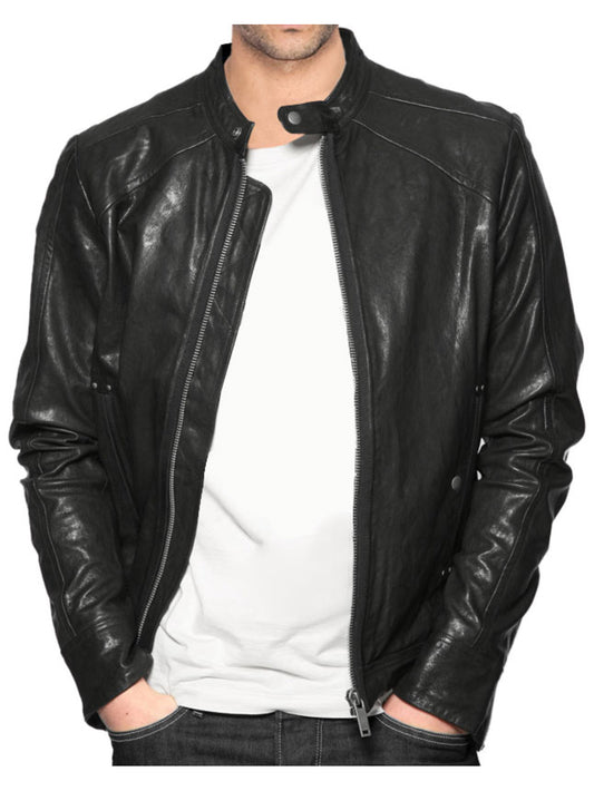 Veste de motard en cuir robuste pour homme