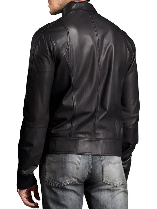 Suave and Sturdy Leather Bomber Jacket for Men