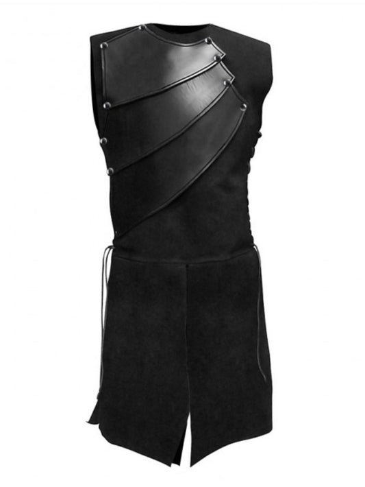 Suede Armor Tunic with Leather Panels for Men