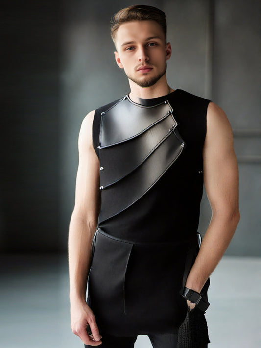Suede Armor Tunic with Leather Panels for Men