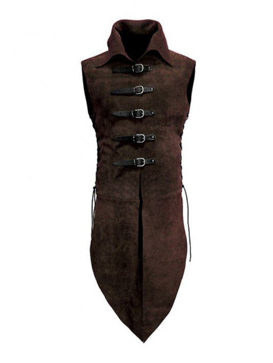 Gilet en cuir suédé avec fermeture à boucle pour homme