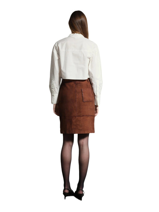 Jupe en cuir suédé vintage de luxe pour femme