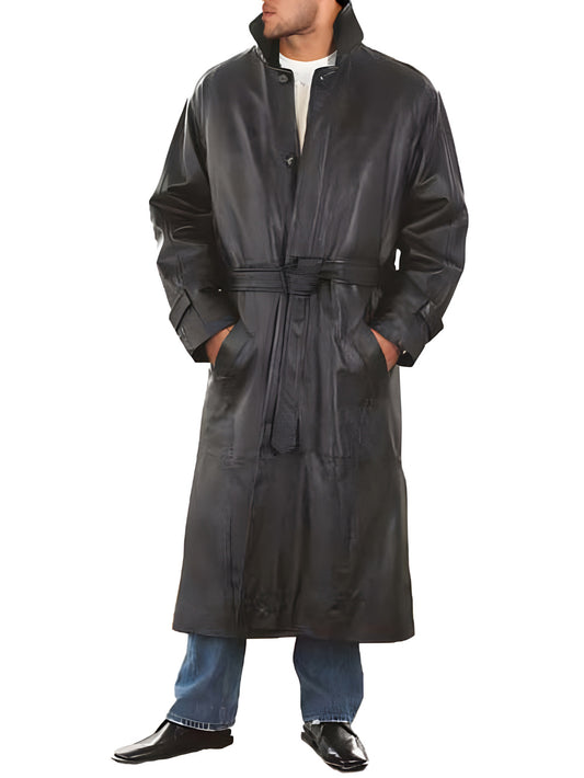 Manteau en cuir d'agneau souple pour homme