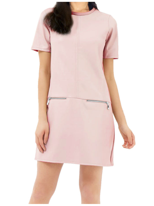 T-Shirt Style Leather Sheath Dress