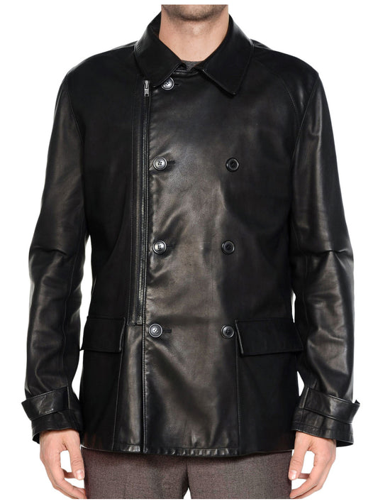 Strukturierte Luxus-Lederjacke