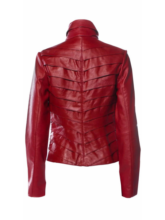 Elegante Lederjacke mit Stufenmuster