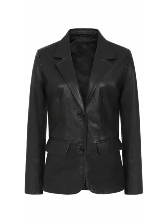 Timeless Noir Leather Blazer for Women