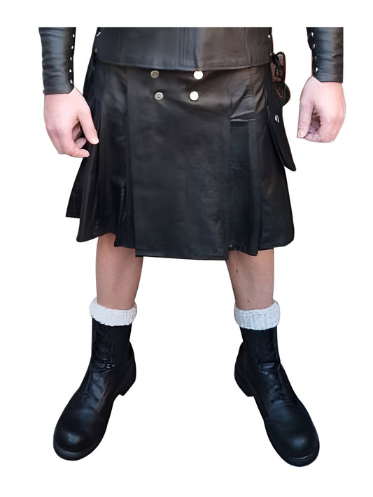 Tough Masculine Leather Kilt for Men