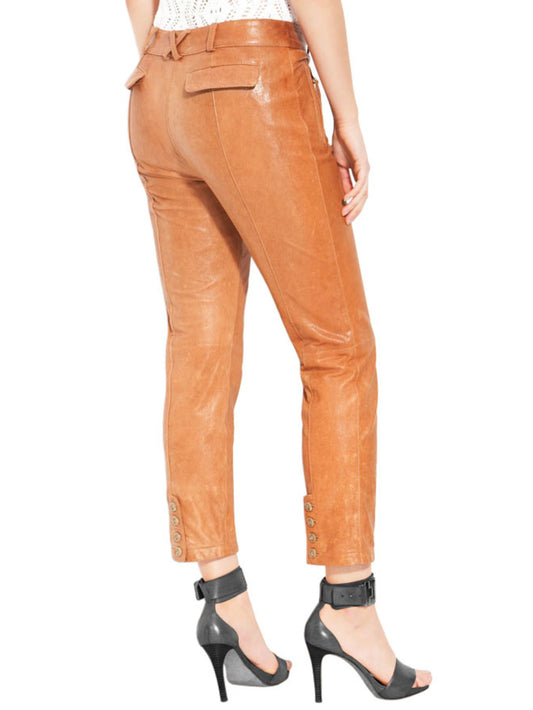 Pantalon en cuir tendance longueur cheville