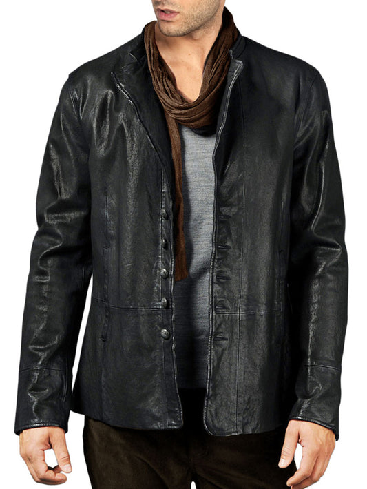 Trendige Lederjacke mit Knopfmanschetten
