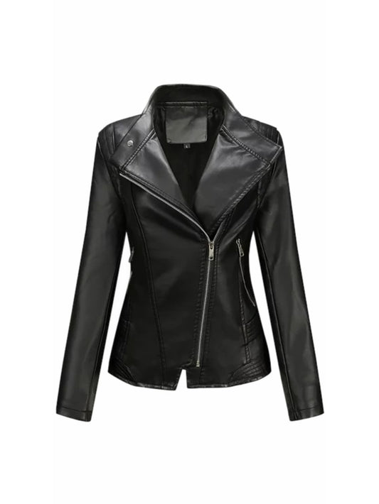 Veste de motard en cuir tendance et luxueuse
