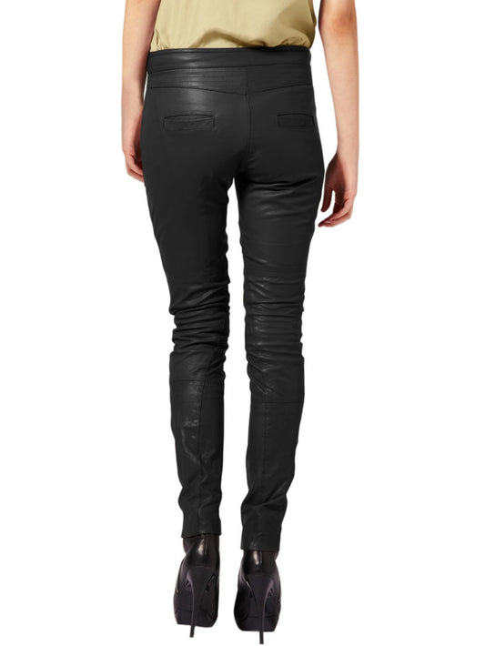 Pantalon skinny en cuir à deux poches