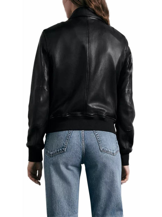 Urbane Lederjacke mit Druckknöpfen