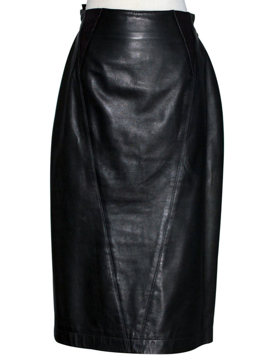 Urbane Grace Leather Midi Skirt