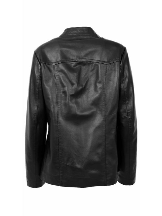 Klassische Lederjacke mit V-Ausschnitt