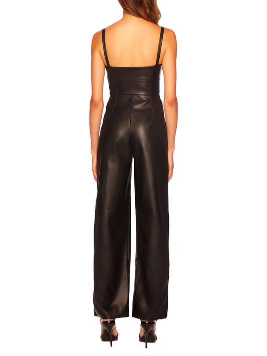 Combinaison en cuir à col montant Velvet Noir pour femme