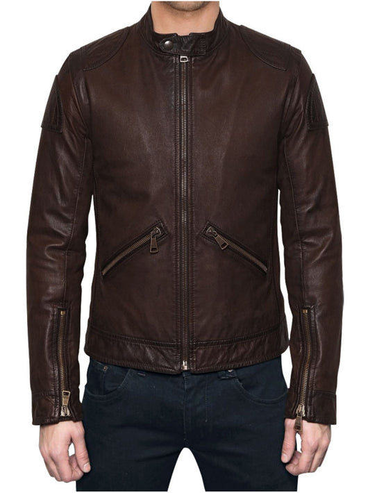 Veste de motard en cuir d'inspiration vintage