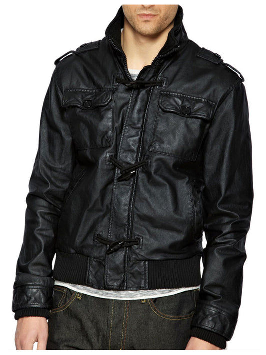 Virile Style Leather Bomber Jacket for Men