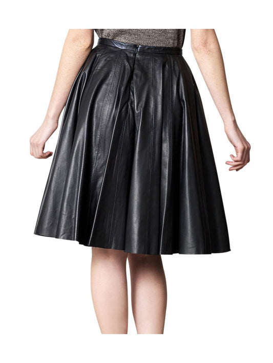 Jupe plissée mi-mollet en cuir Voguish pour femme