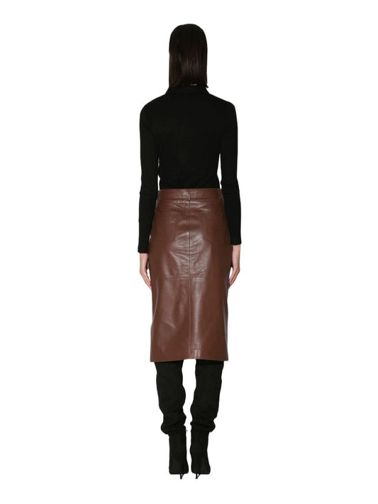 Jupe en cuir Walnut Classic Luxe pour femme