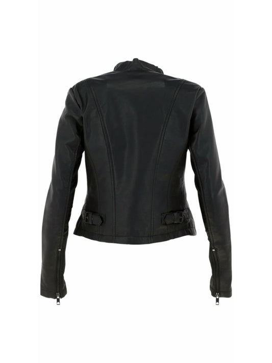 Veste en cuir de luxe à col cascade