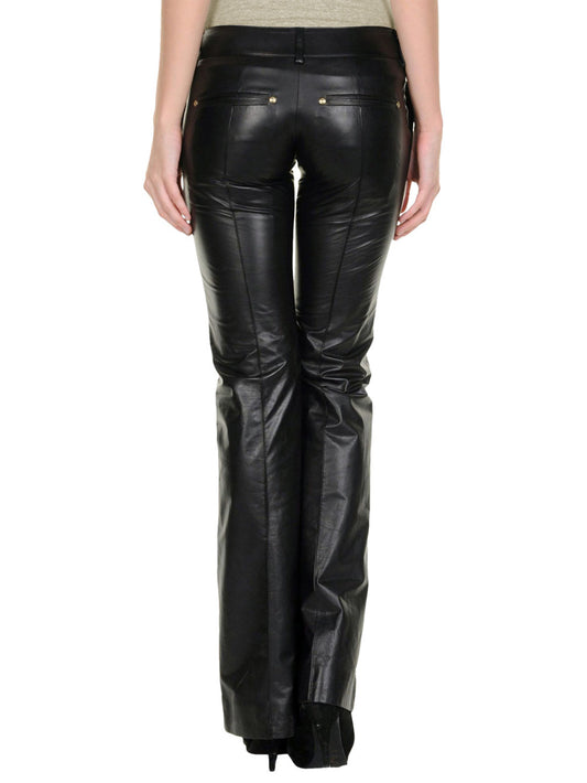 Pantalon en cuir décontracté à larges poignets