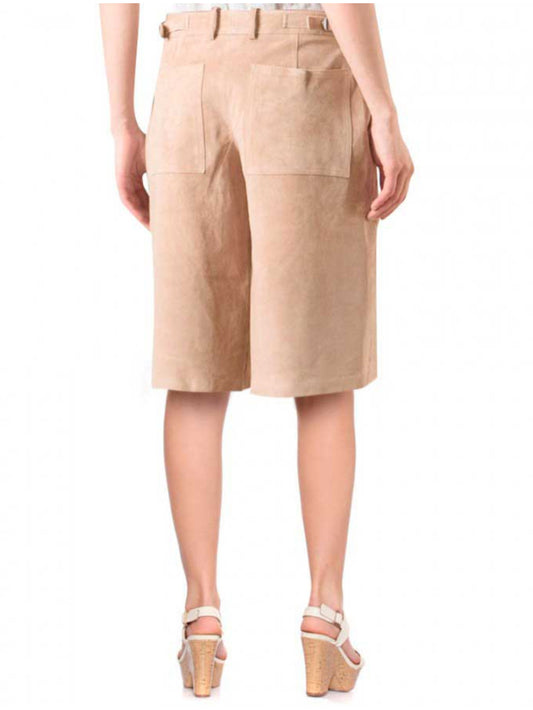 Short en cuir à jambes larges