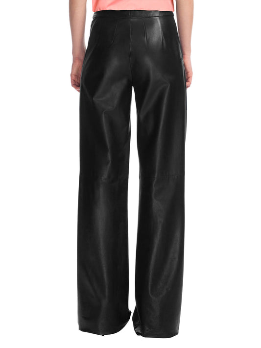 Pantalon en cuir à jambes larges pour femmes