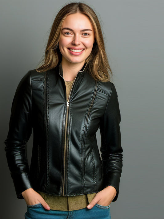 Wing Tip Collar Leather Jacket