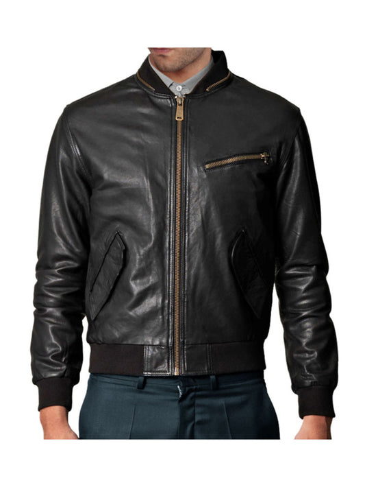 Veste en cuir slim avec détails zippés