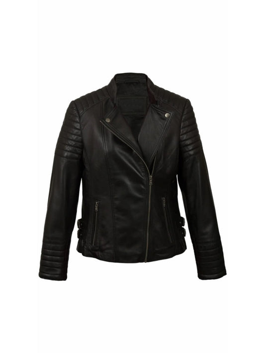 Veste en cuir de luxe à poignets zippés