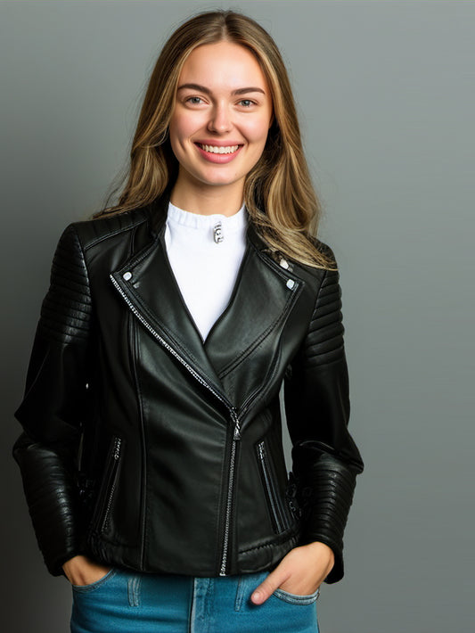 Zippered Cuff Luxe Leather Jacket