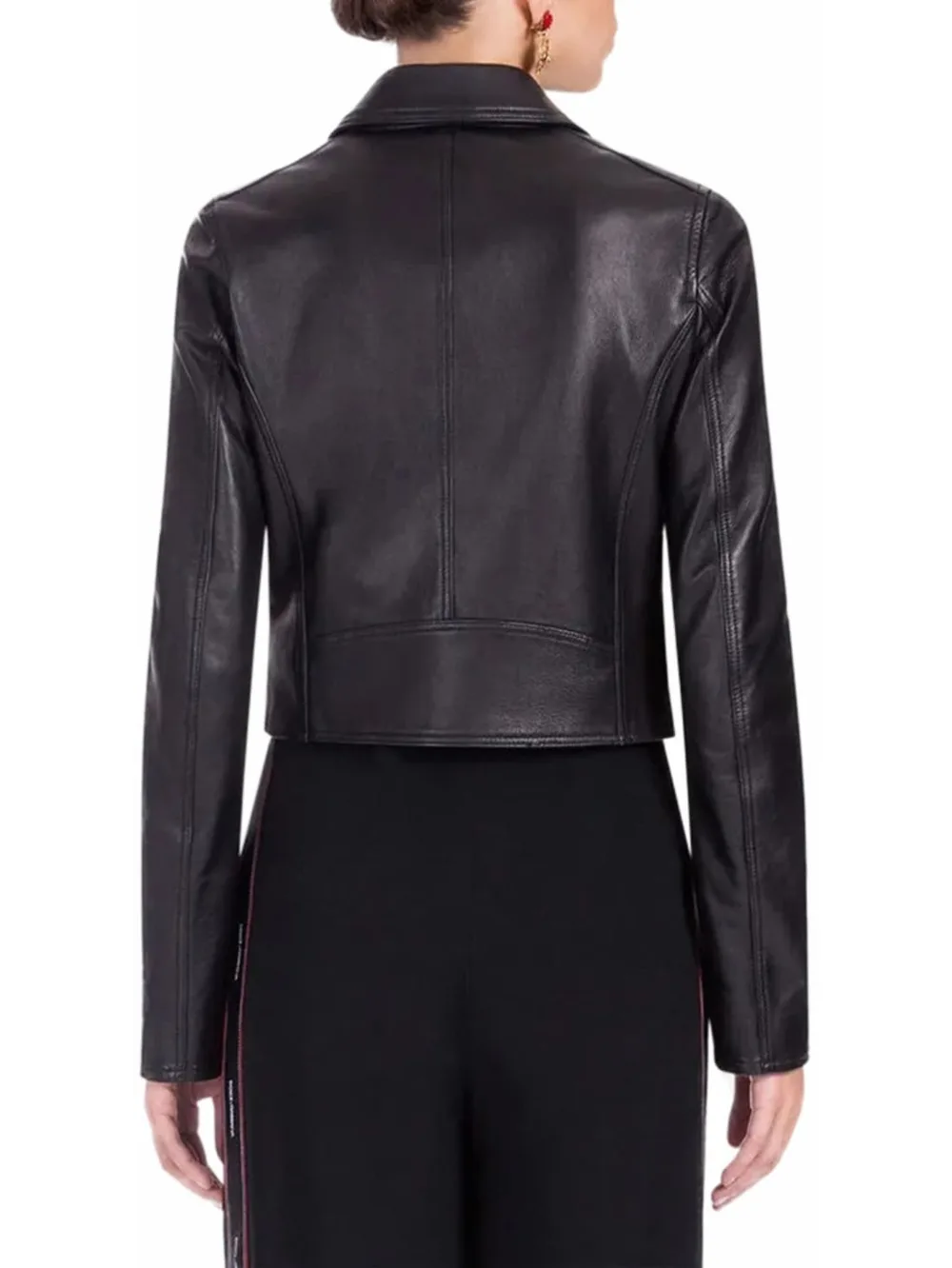 Cross Zip Glossy Moto Jacket Back